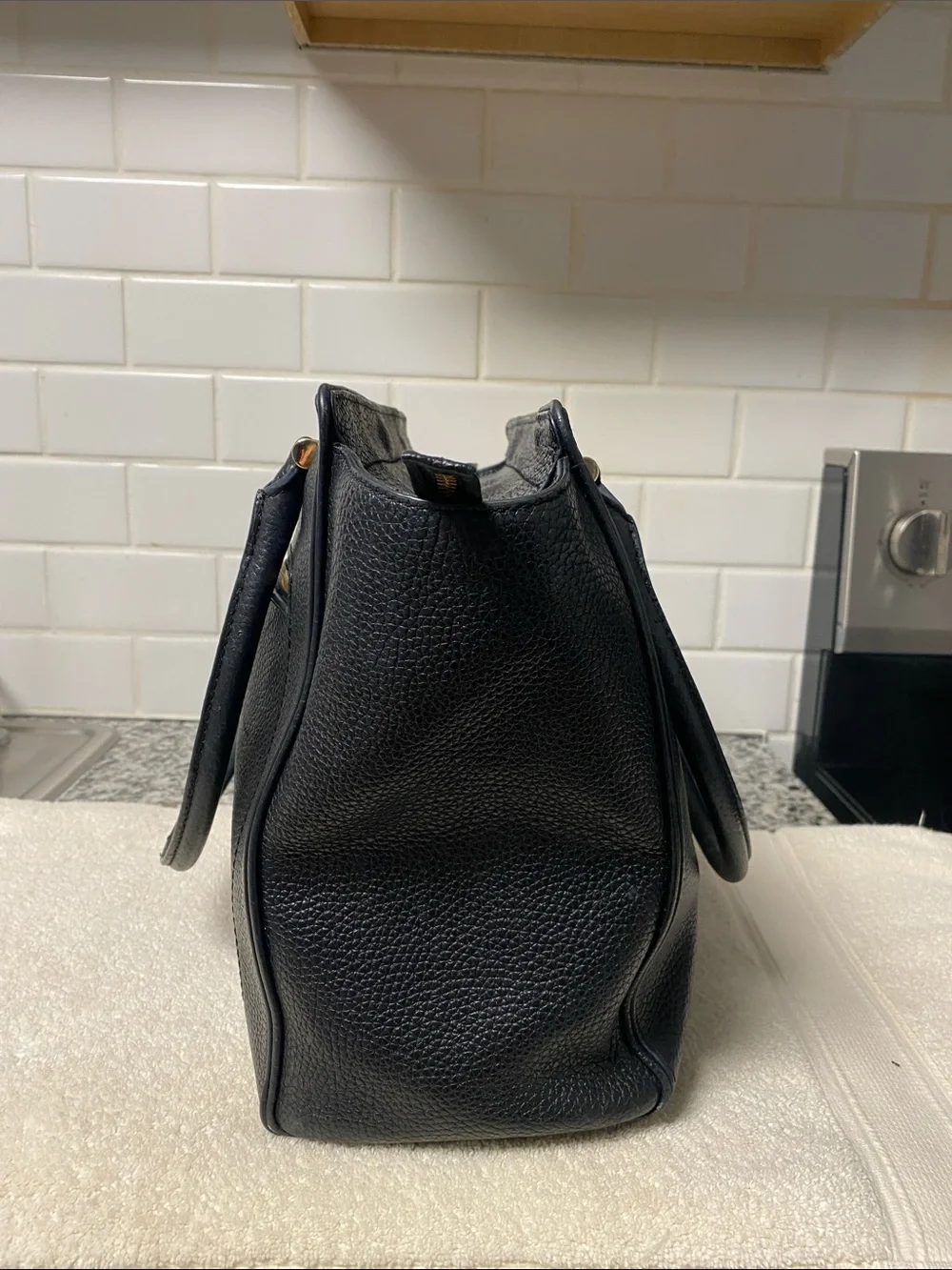 kate spade Black Pebbled Leather Satchel with Tassel and Front Zip